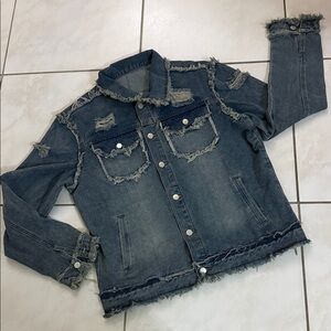 New Men's Distressed Blue Denim Jacket - Classic Casual